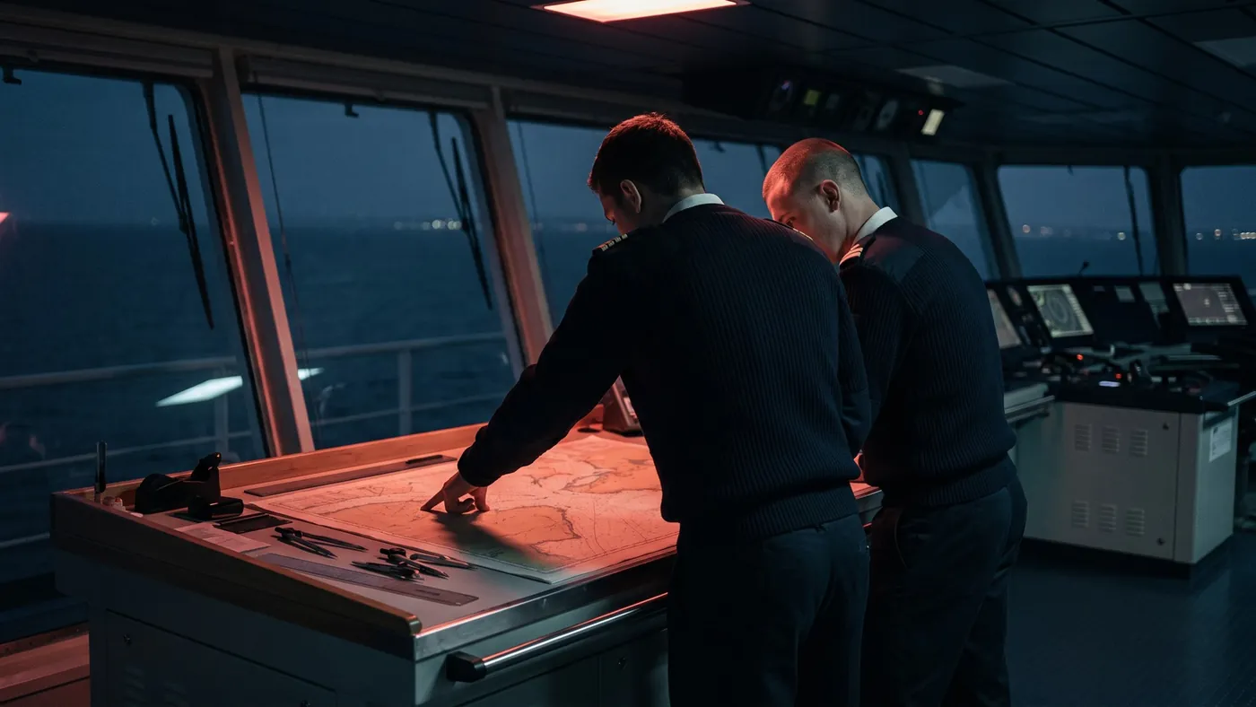 Handing over the bridge watch at night